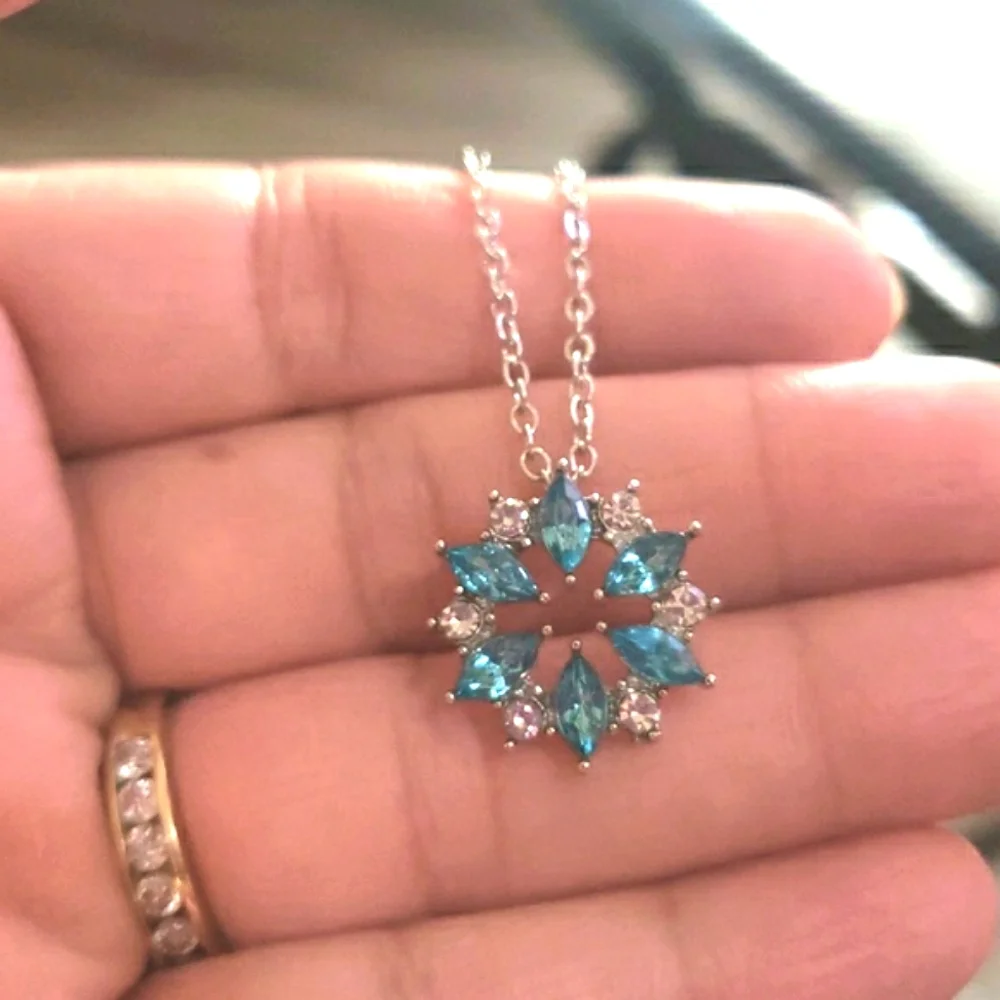 Blue Snowflake Pendant Necklace